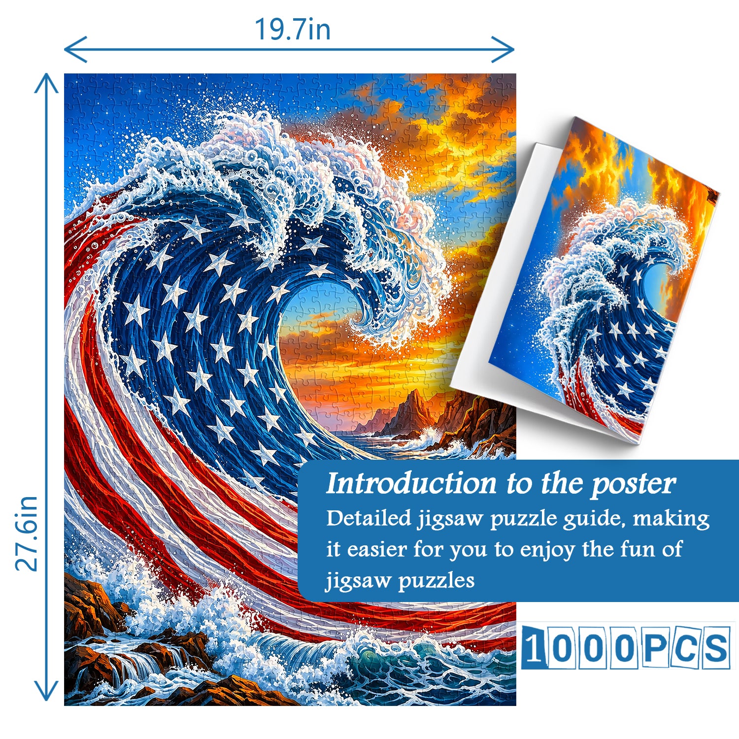 Stars and Stripes Wave Jigsaw Puzzle 1000 Pieces