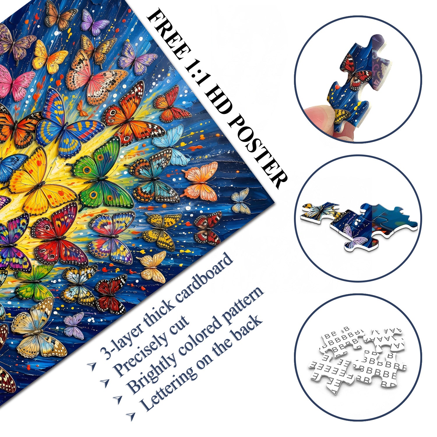 Colorful Butterfly Burst Jigsaw Puzzle 1000 Pieces