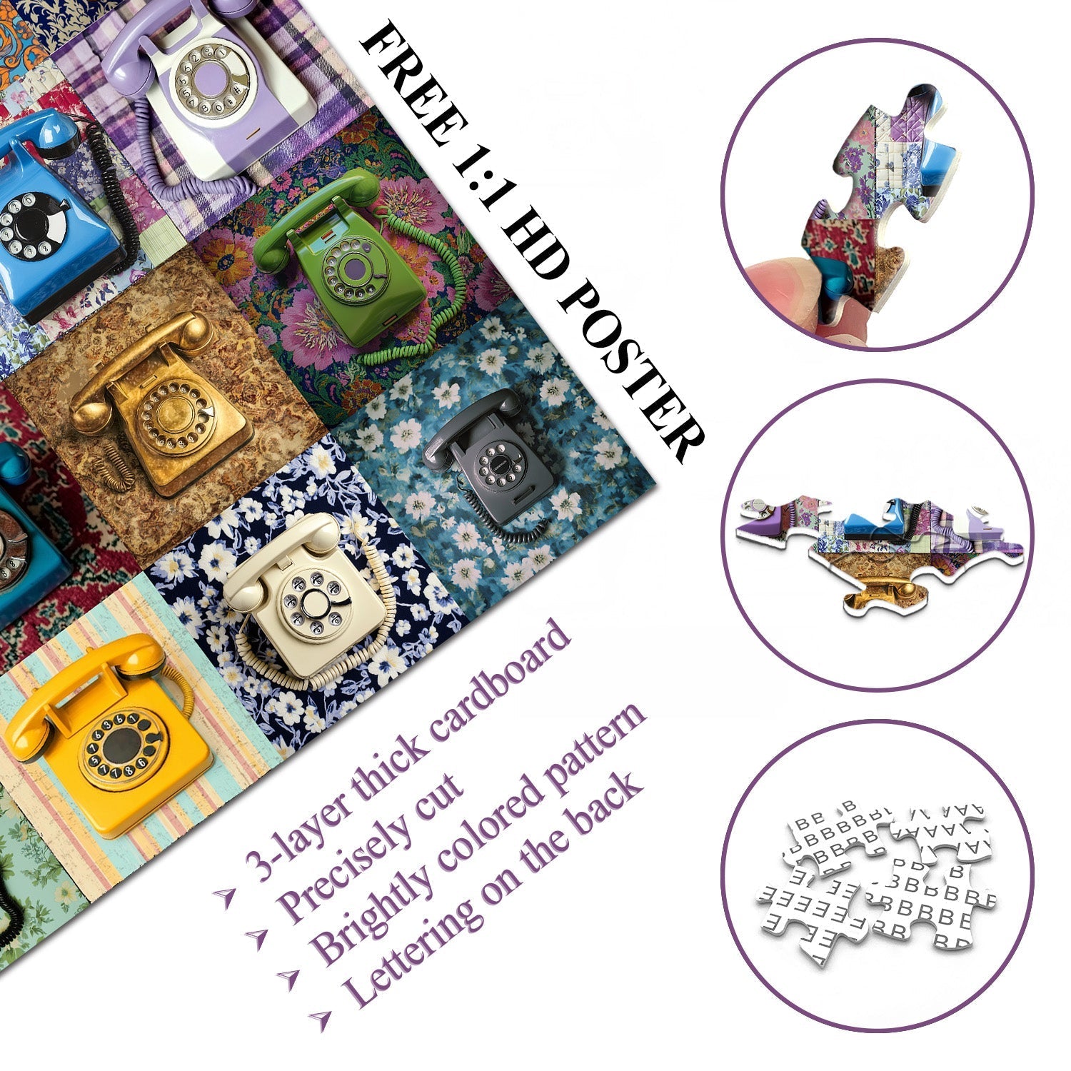 Rompecabezas de collage telefónico retro, 1000 piezas