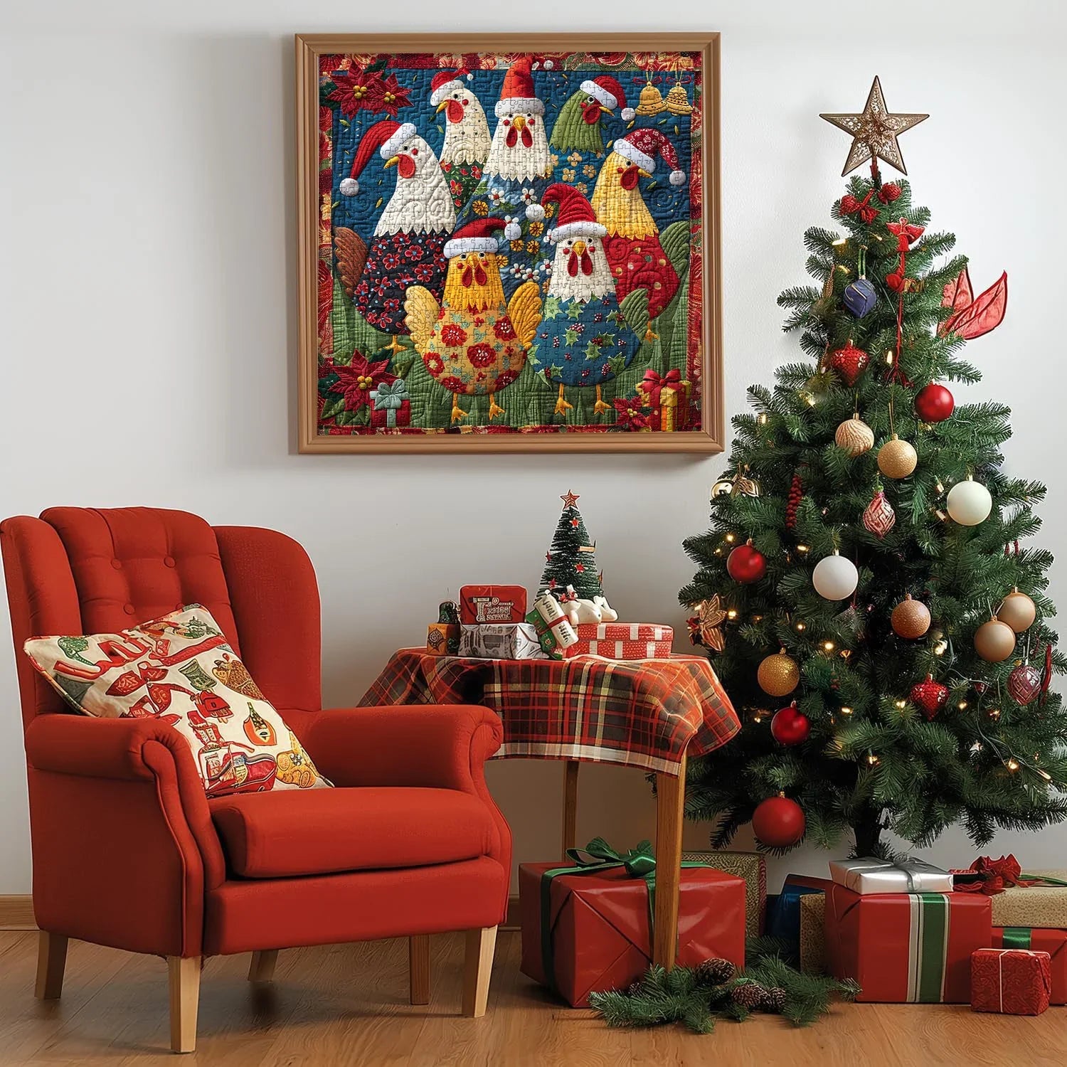Süße Weihnachtshühner Puzzle 1000 Stücke