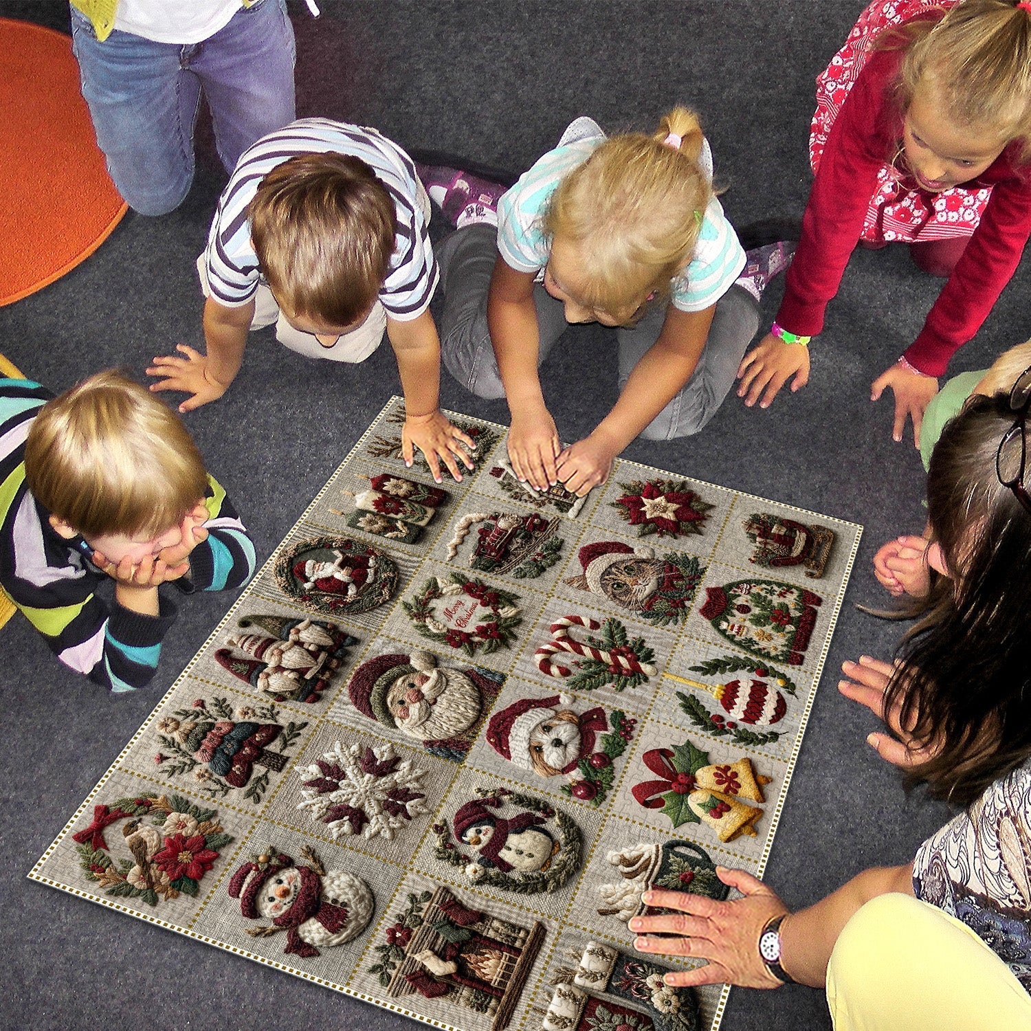 Vintage Christmas Fabric Fun Jigsaw Puzzle 1000 Pieces