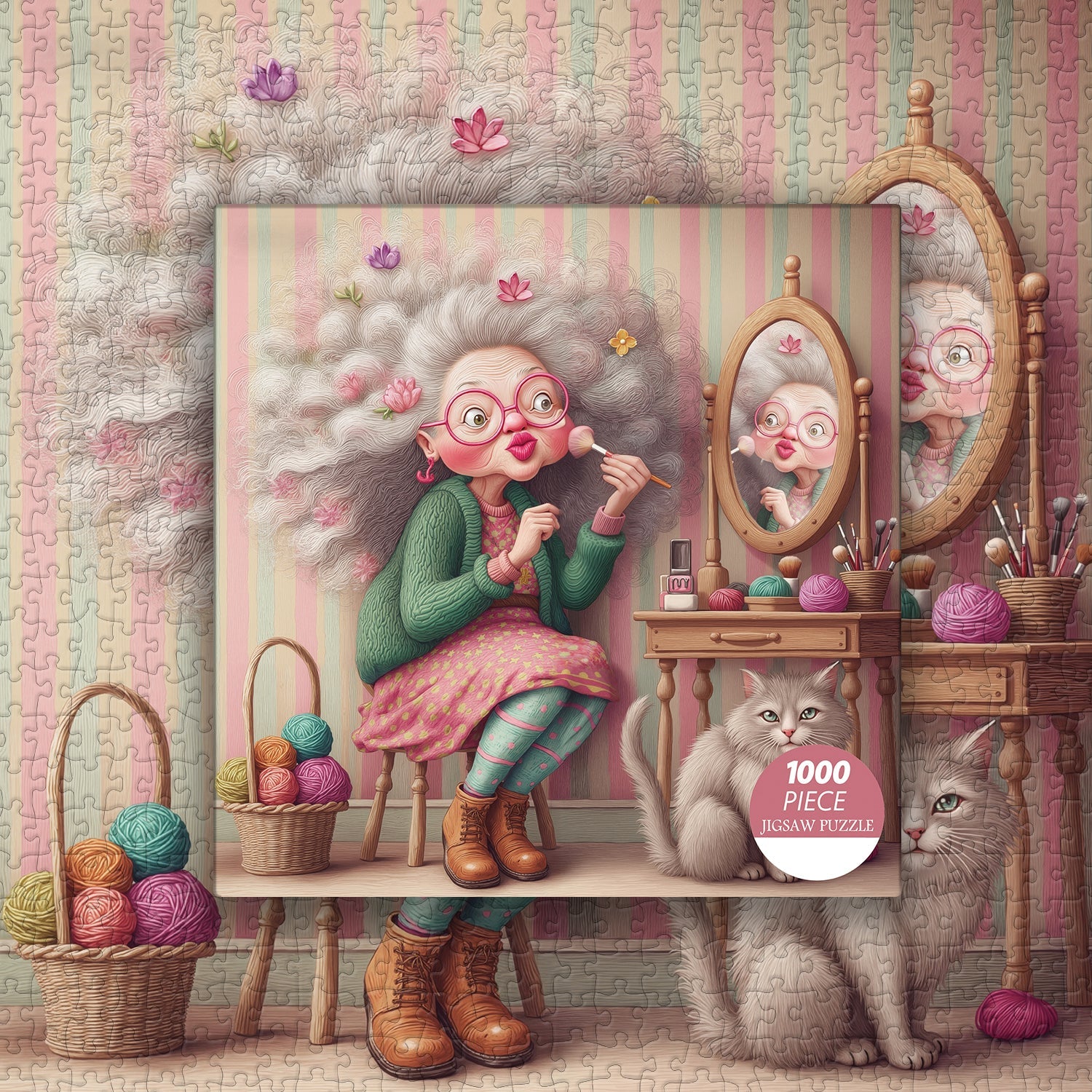 Flowery Grandma Jigsaw Puzzle 1000 Pieces