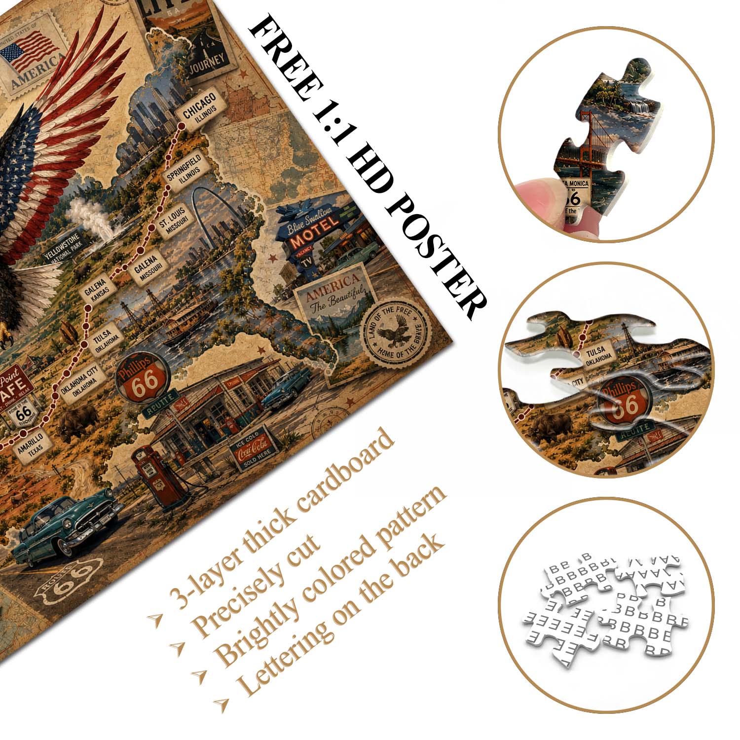 Puzzle del viaggio Route 66, 1000 pezzi