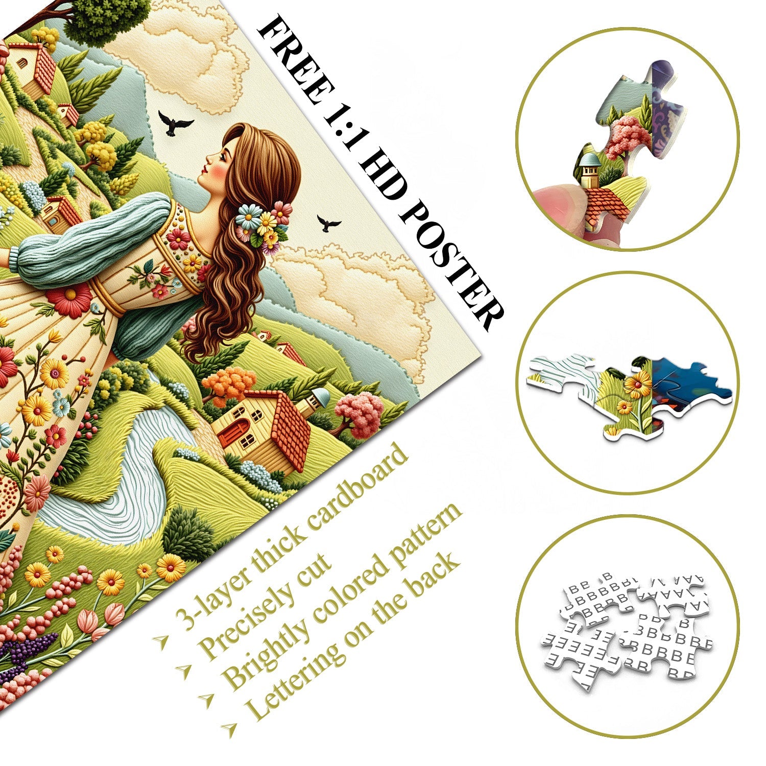 Floral Country Lady Jigsaw Puzzle 1000 Pieces
