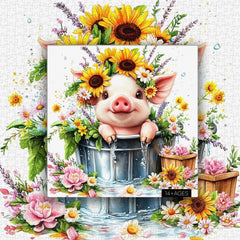 Blumenkronen-Schwein-Puzzle 1000 Teile