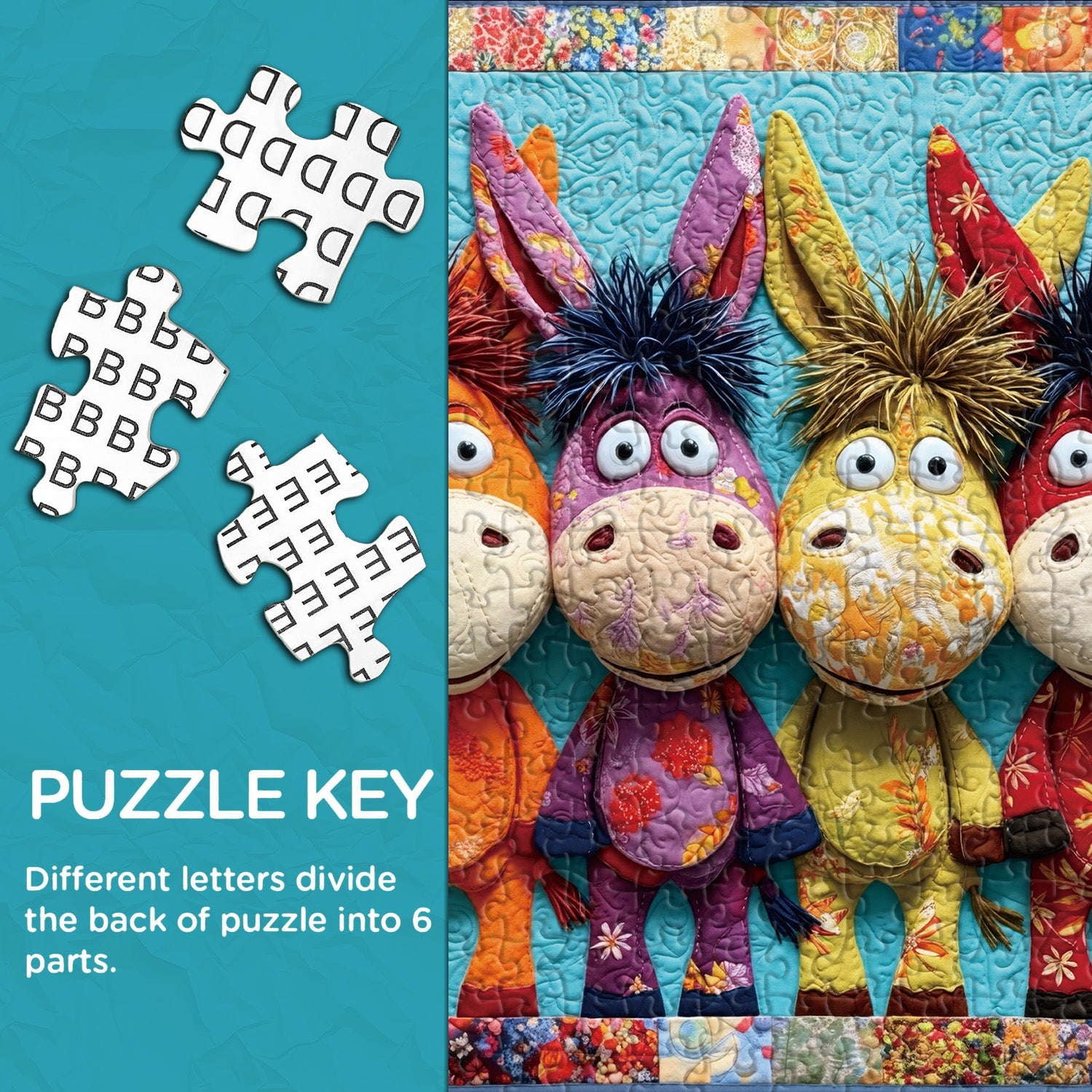 Quilted Donkeys&nbsp;Jigsaw Puzzle 1000 Pieces