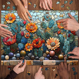 Stained Glass Cactus Jigsaw Puzzle 1000 Pieces