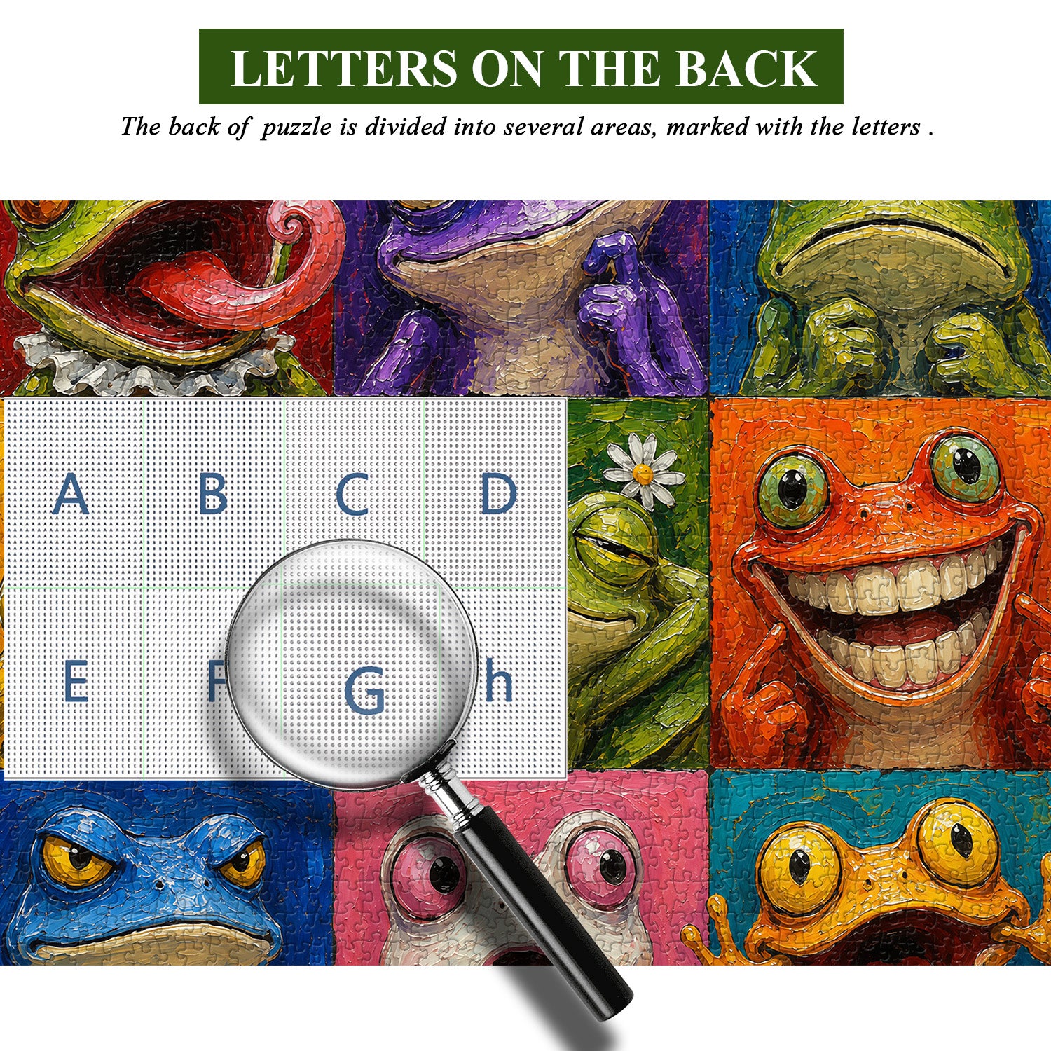 Colorful Frog Faces Jigsaw Puzzle 1000 Pieces