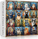 Stained Glass Cats Jigsaw Puzzle 1000 Piece