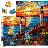 Stained Glass Lighthouse Jigsaw Puzzles 1000 Pieces