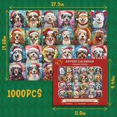 Frohe Christmas Dogs Advent Kalender Jigsaw Puzzle 1000 Stücke