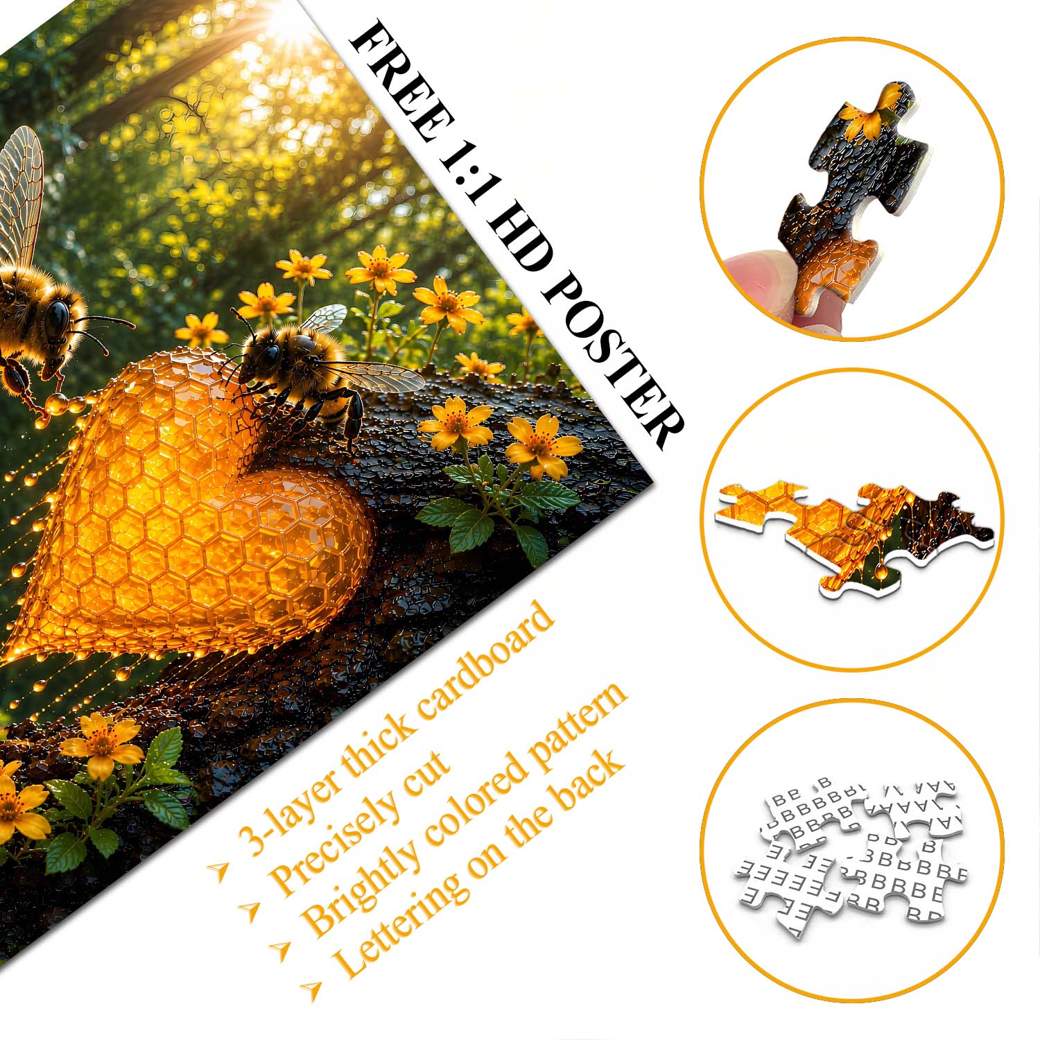 Sunlit Honey Heart Puzzle 1000 Teile
