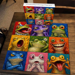 Colorful Frog Faces Jigsaw Puzzle 1000 Pieces
