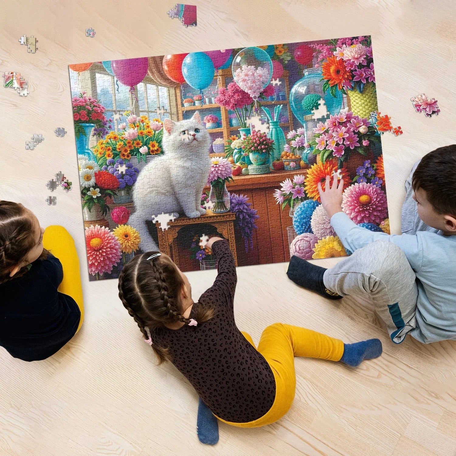 Cat Among Flowers Jigsaw Puzzle 1000 Pieces