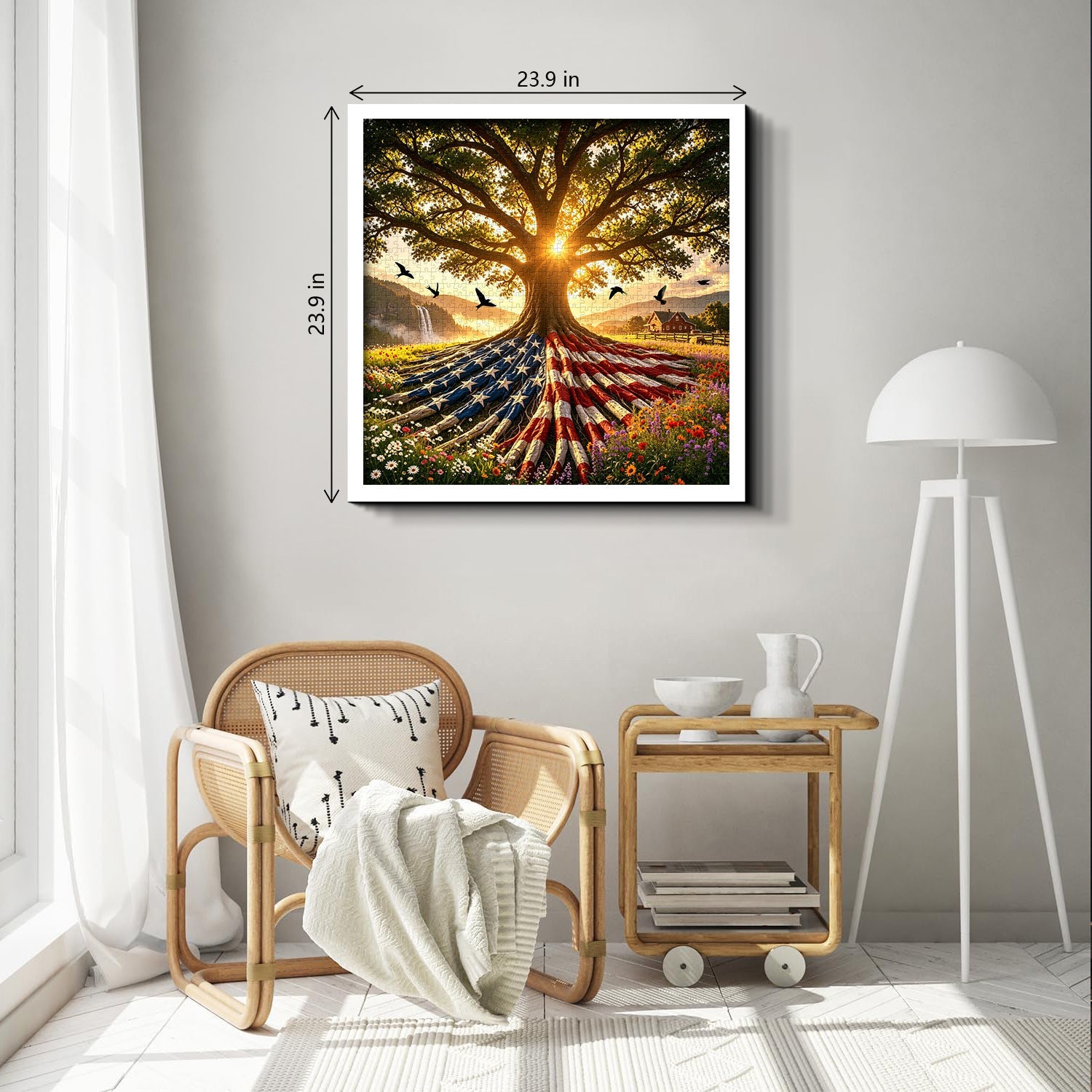 Flag Roots Sunset Oak Rompecabezas de 1000 piezas