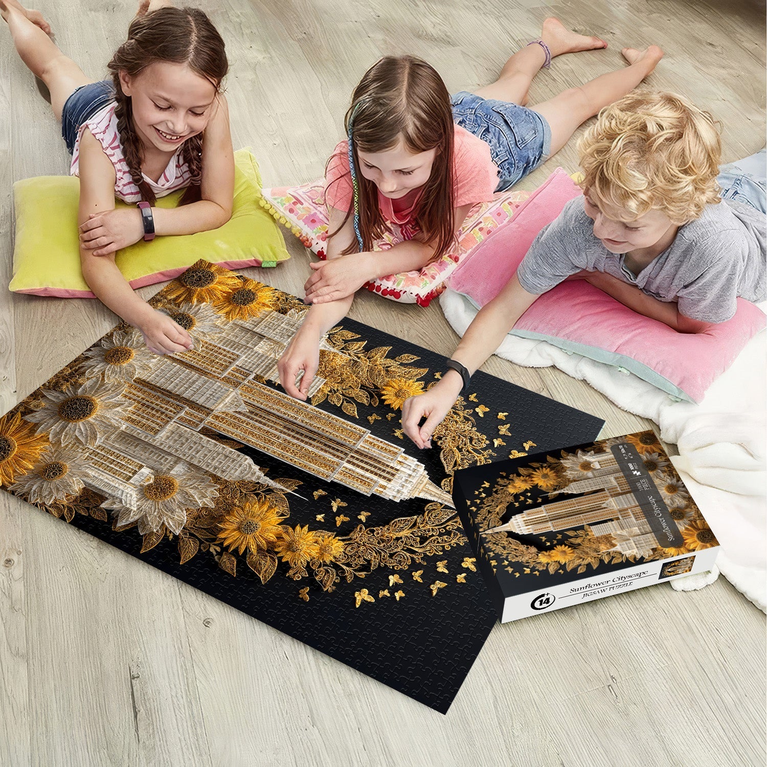 Sonnenblumen-Stadtbild-Puzzle, 1000 Teile