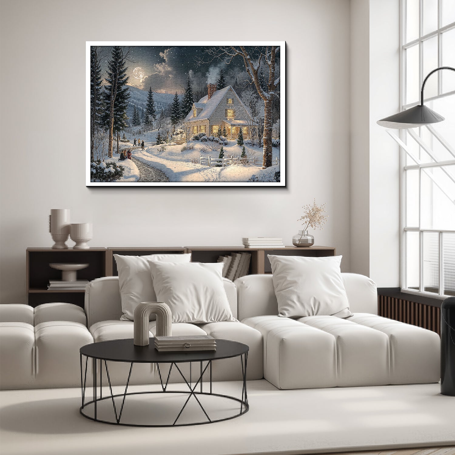 Moonlit Snowy Night Jigsaw Puzzle 1000 Pieces