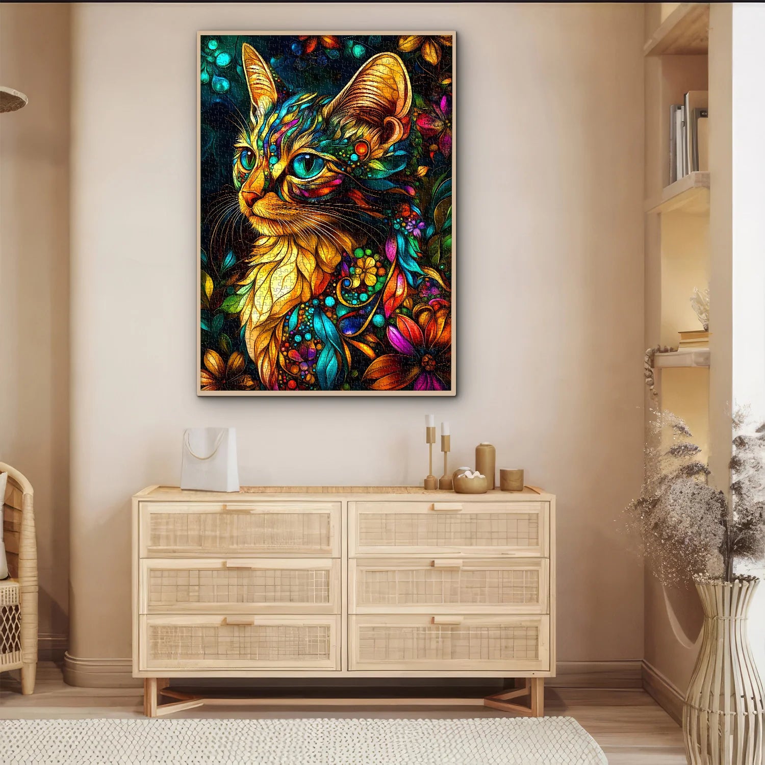 Mystische Blumenkatze Puzzle 1000 Stücke