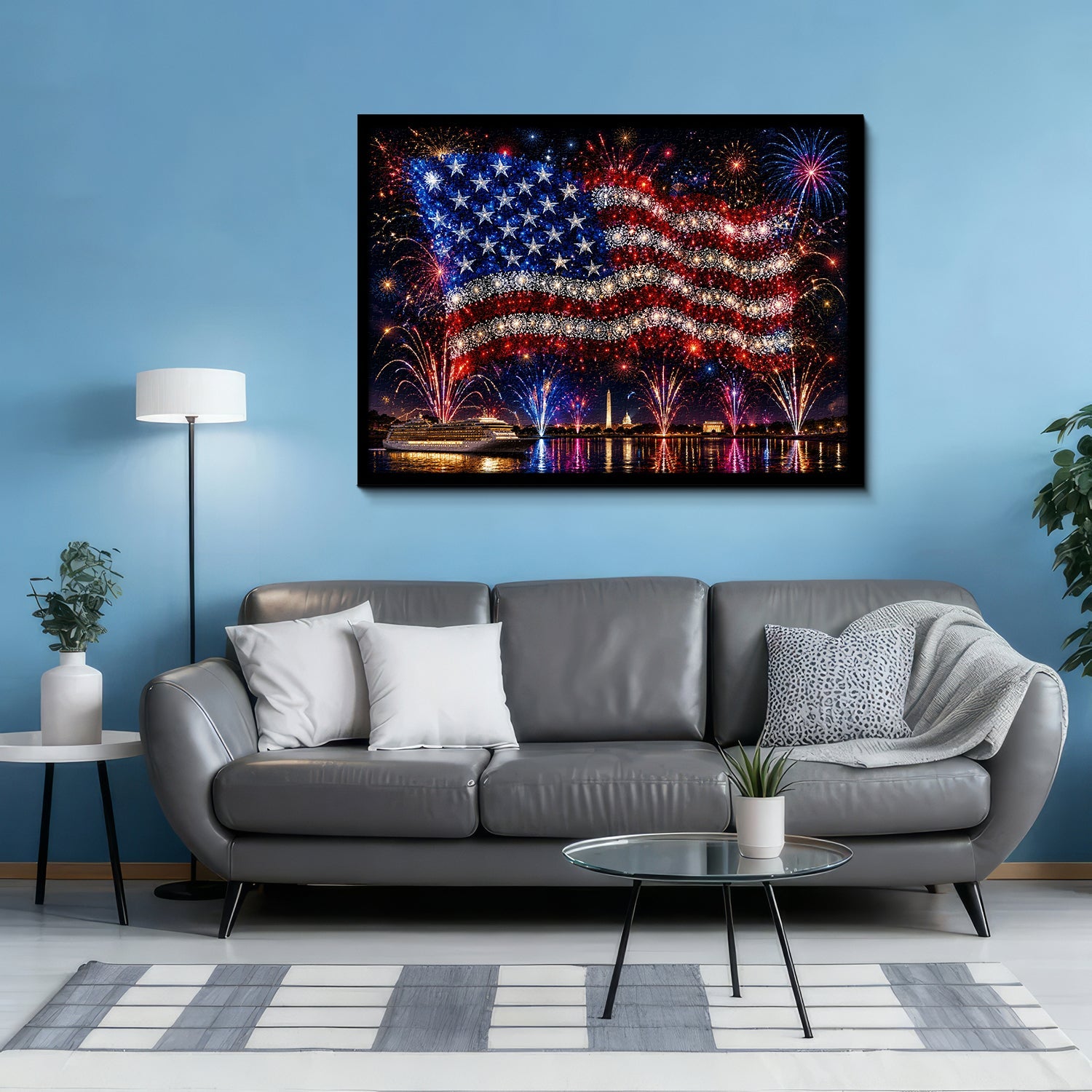 River Flag Fireworks Jigsaw Puzzle 1000 Pieces