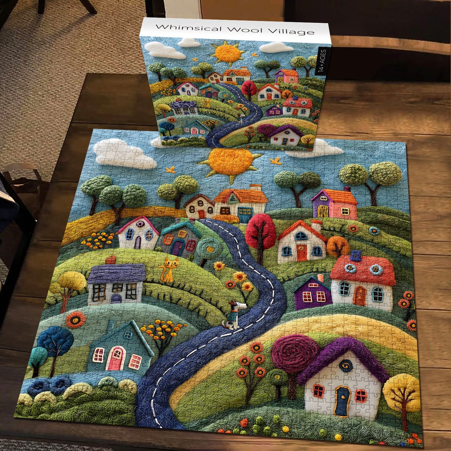 Whimsical Wool Village Jigsaw Puzzle 1000 Pieces