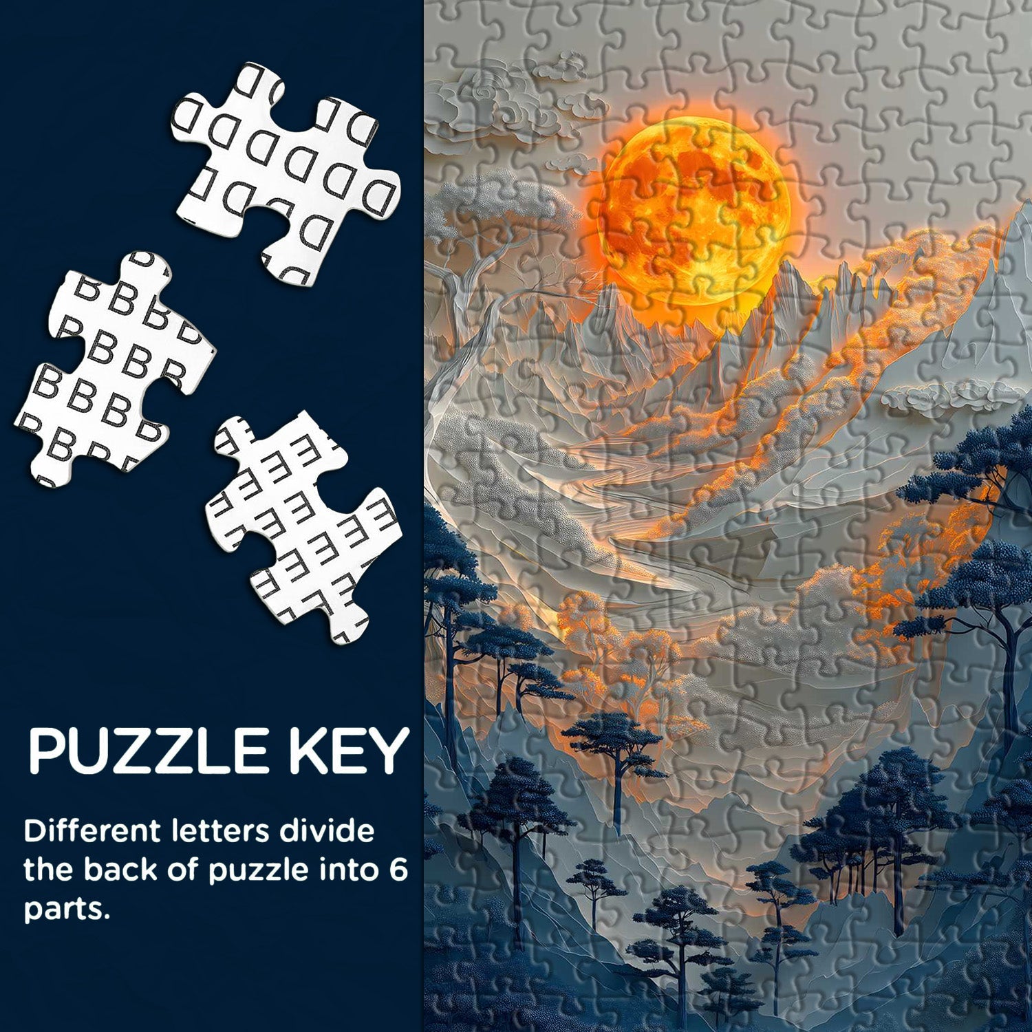 Rompecabezas de montañas iluminadas por la luna 1000 piezas