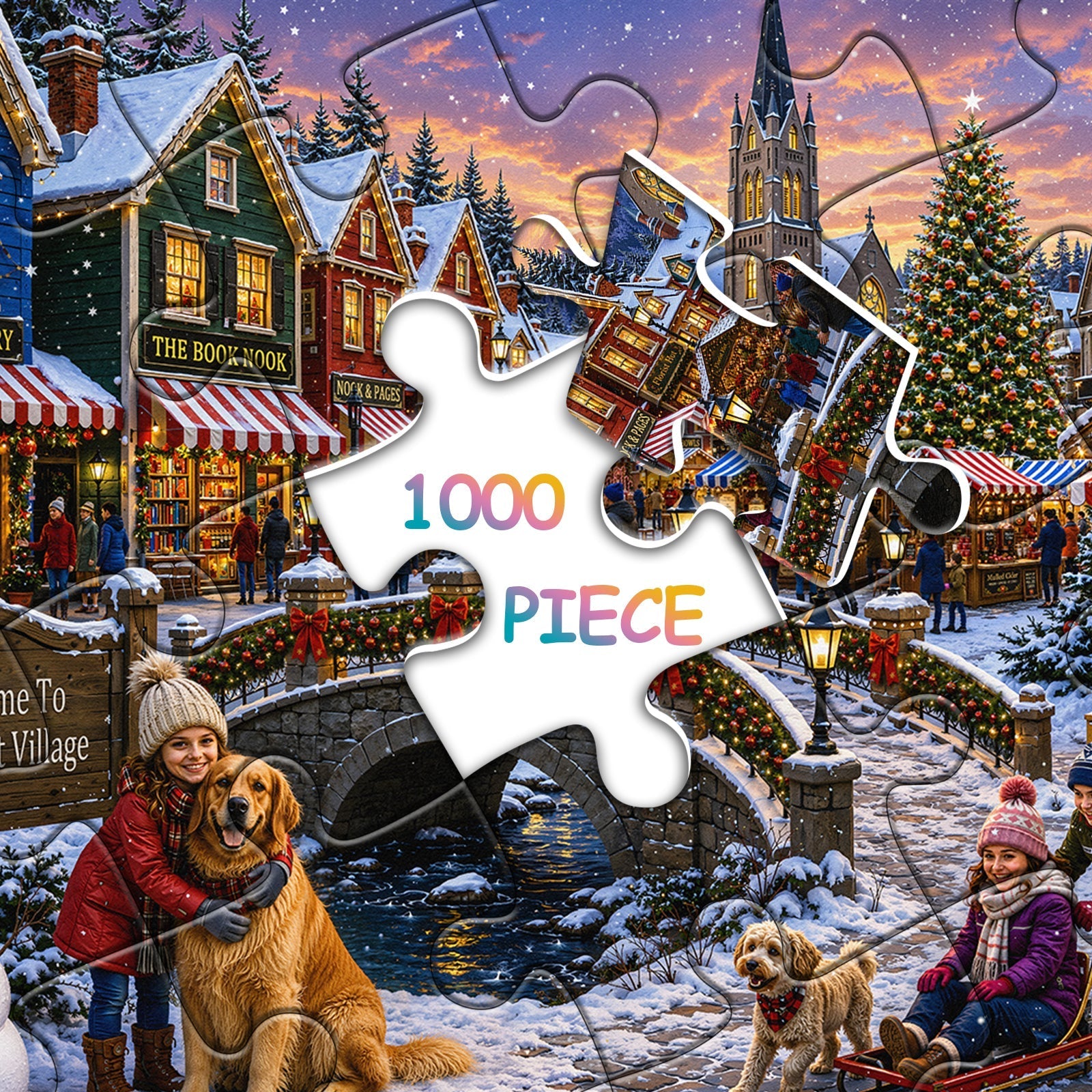 Warmes Winterdorf-Puzzle, 1000 Teile