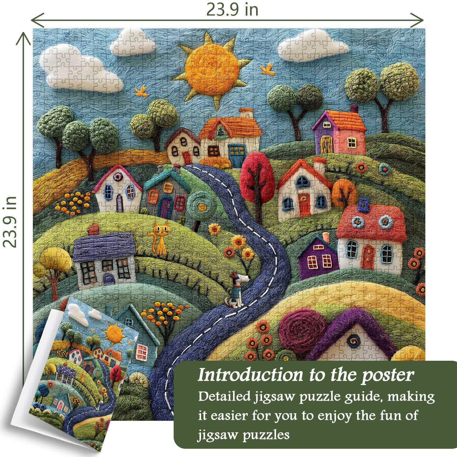 Whimsical Wool Village Jigsaw Puzzle 1000 Pieces