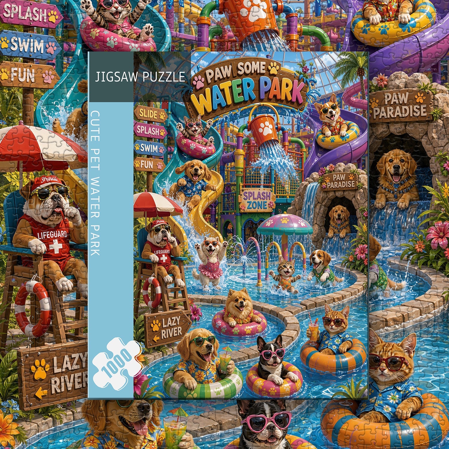 Niedliches Haustier-Wasserpark-Puzzle, 1000 Teile