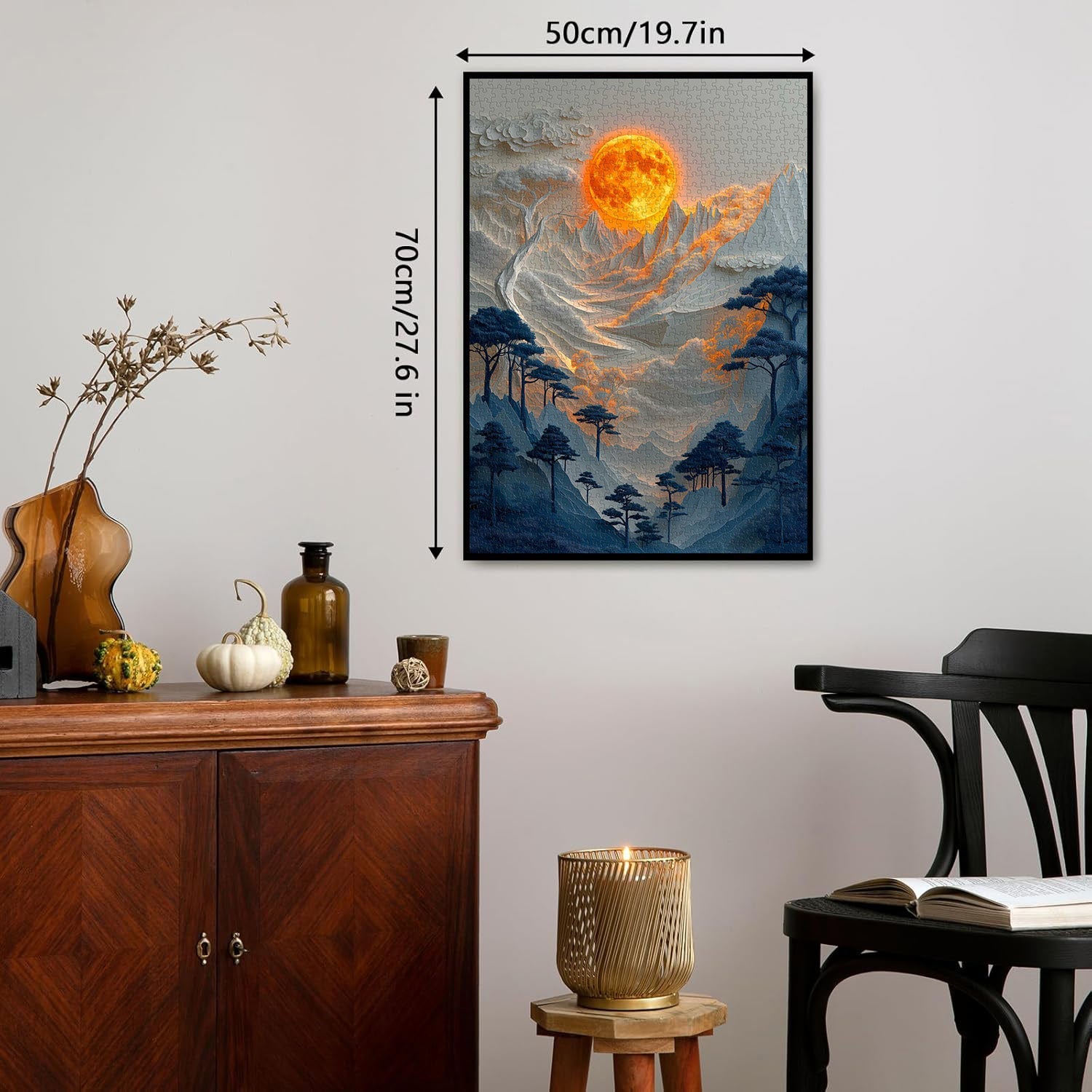 Rompecabezas de montañas iluminadas por la luna 1000 piezas