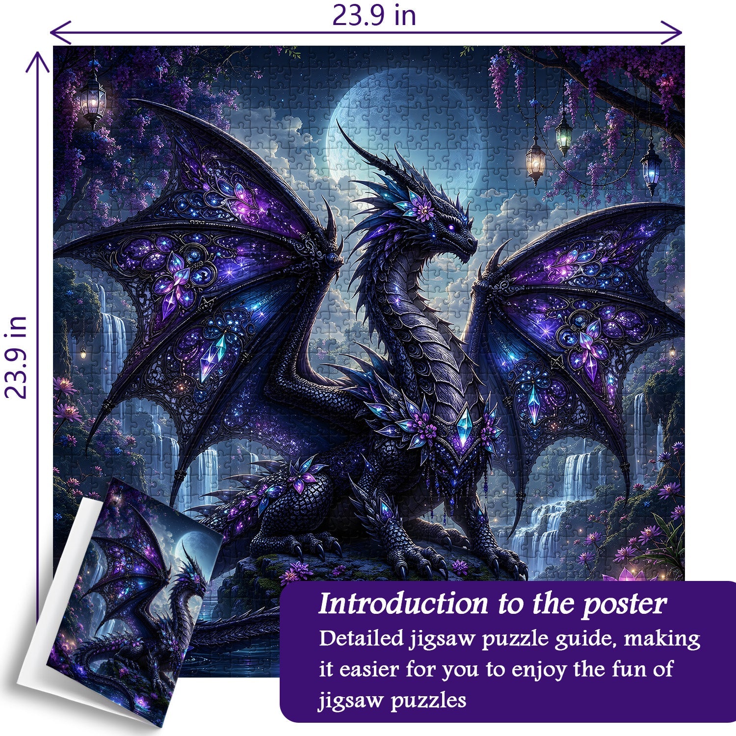 Lila Fantasy-Drachen-Puzzle, 1000 Teile