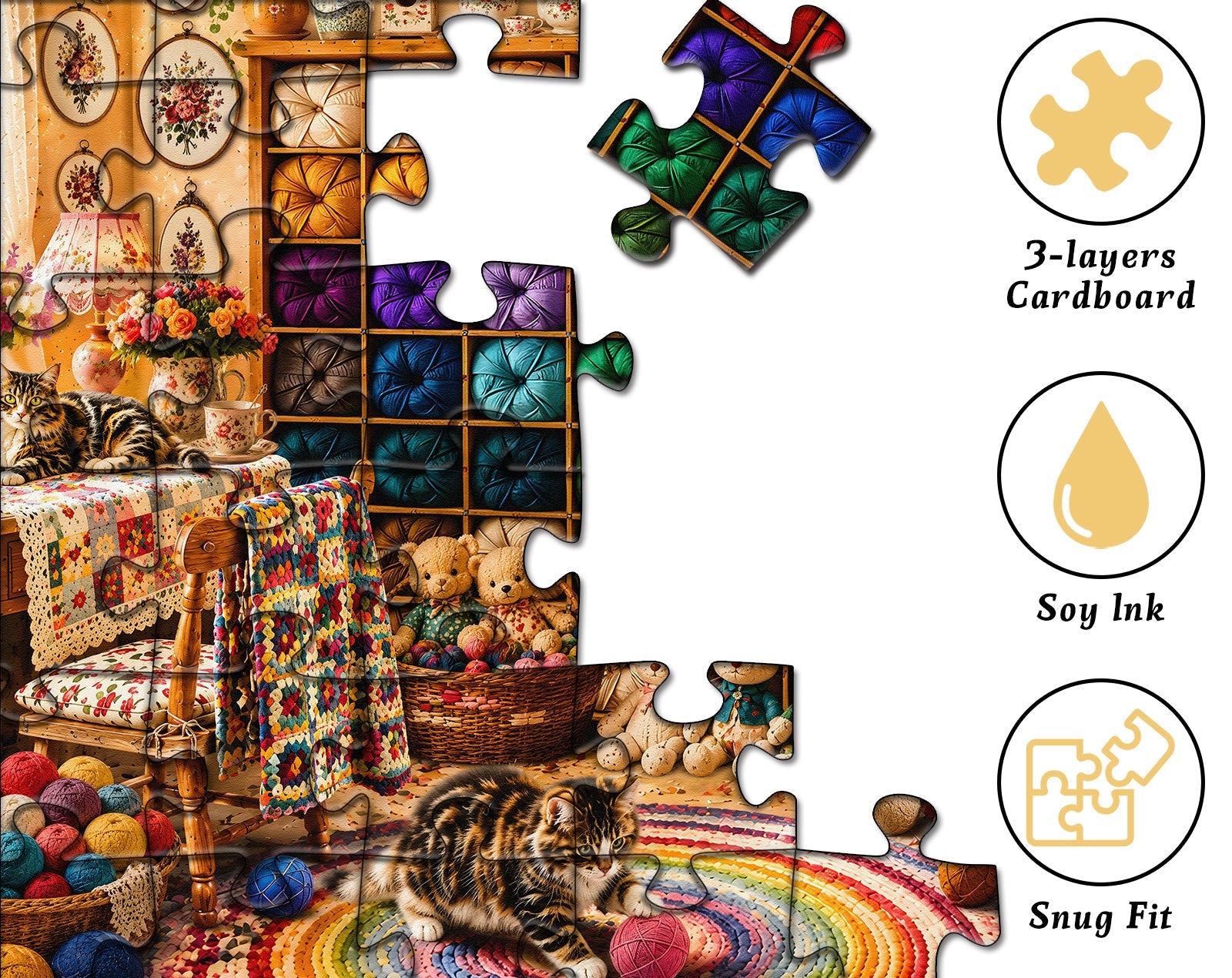 Puzzle Yarn & Cats Haven, 1000 pezzi