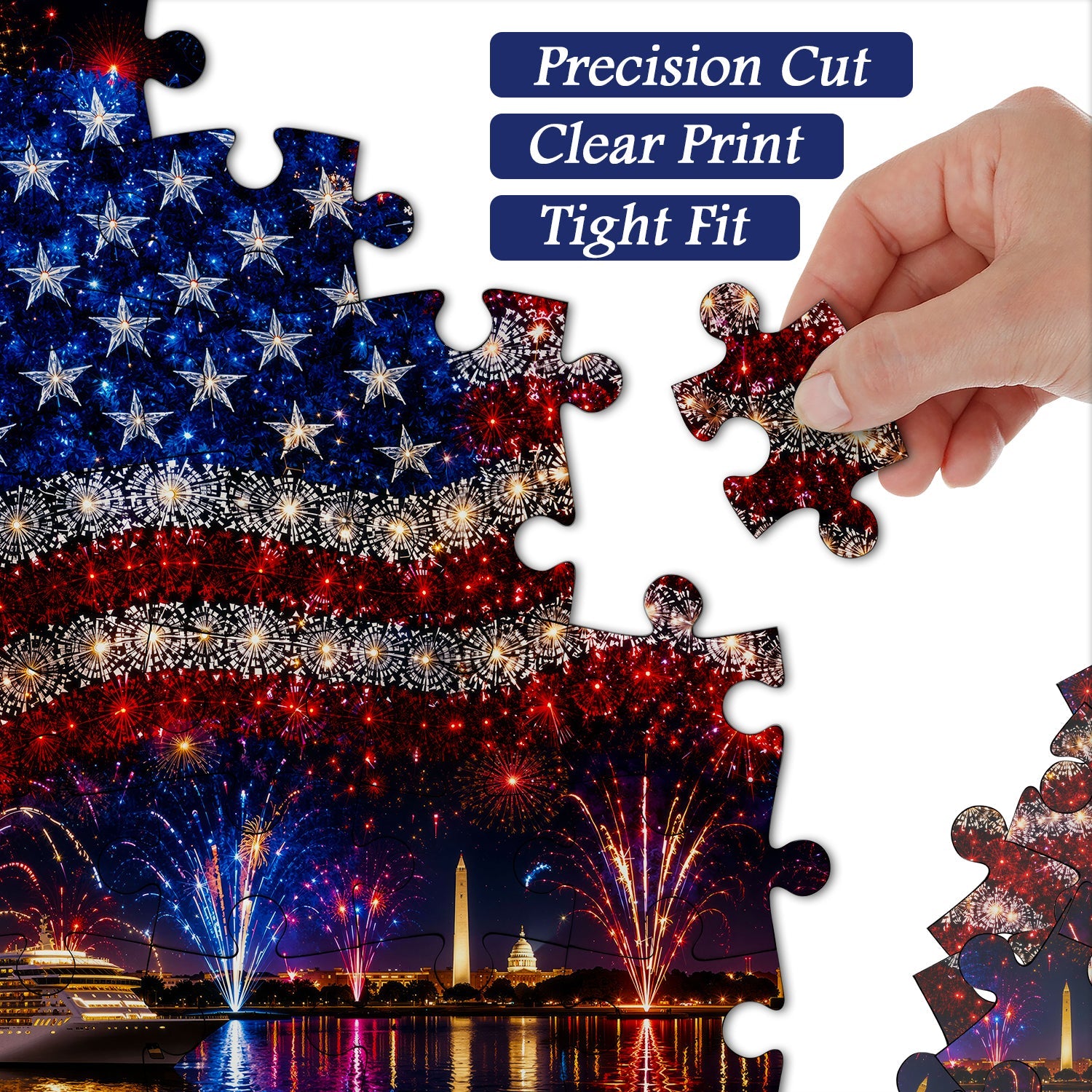 River Flag Fireworks Jigsaw Puzzle 1000 Pieces