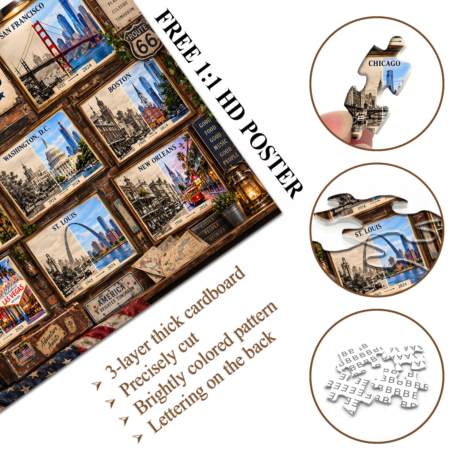 Amerika damals und heute Puzzle 1000 Teile