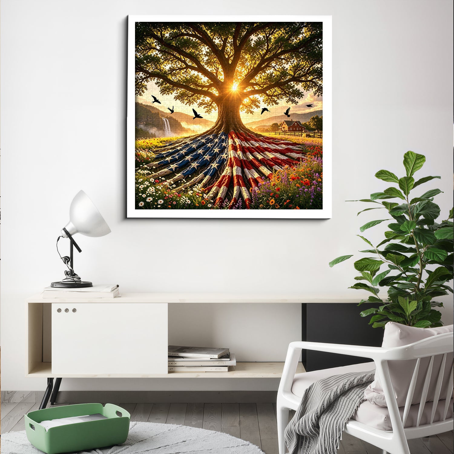Flag Roots Sunset Oak Rompecabezas de 1000 piezas