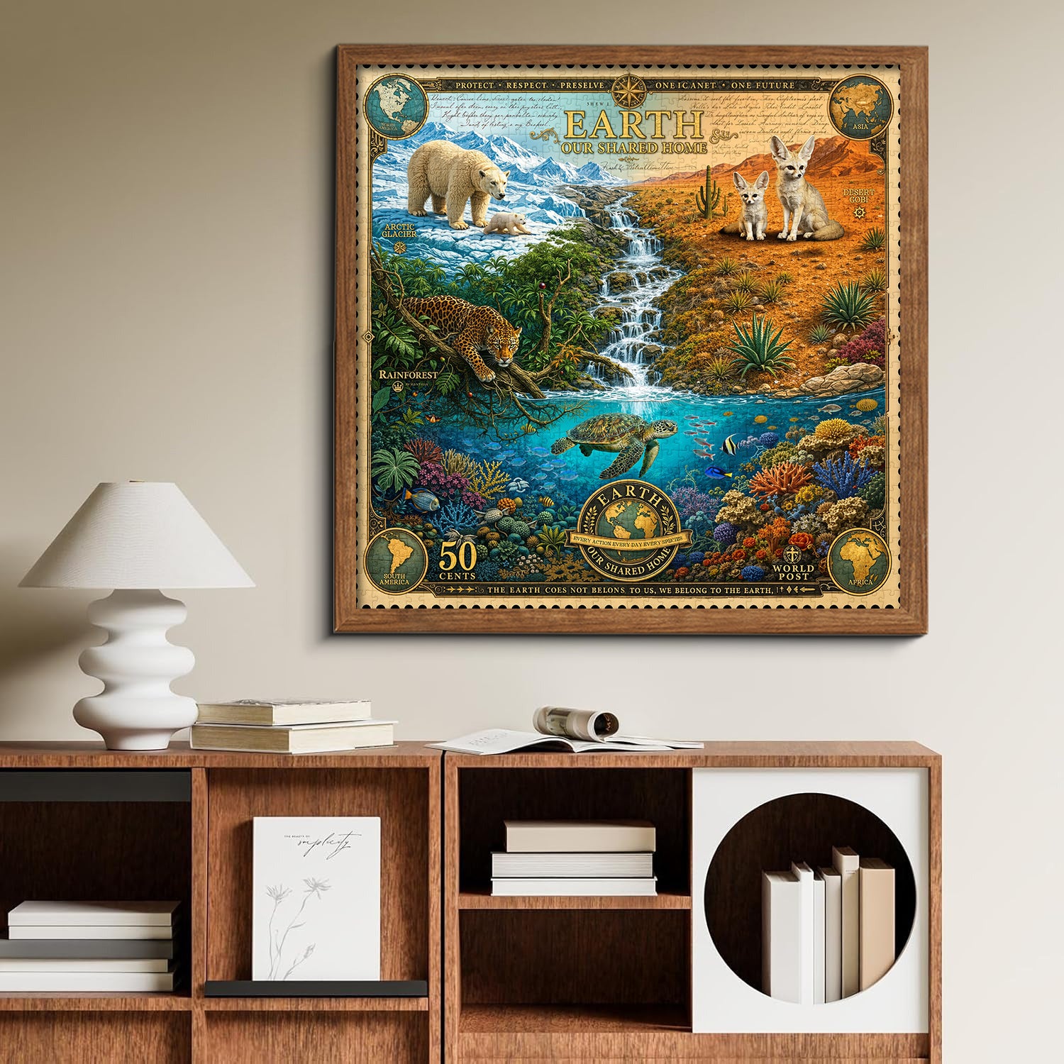 Puzzle de timbres sur la conservation du biome mondial 1000 pièces