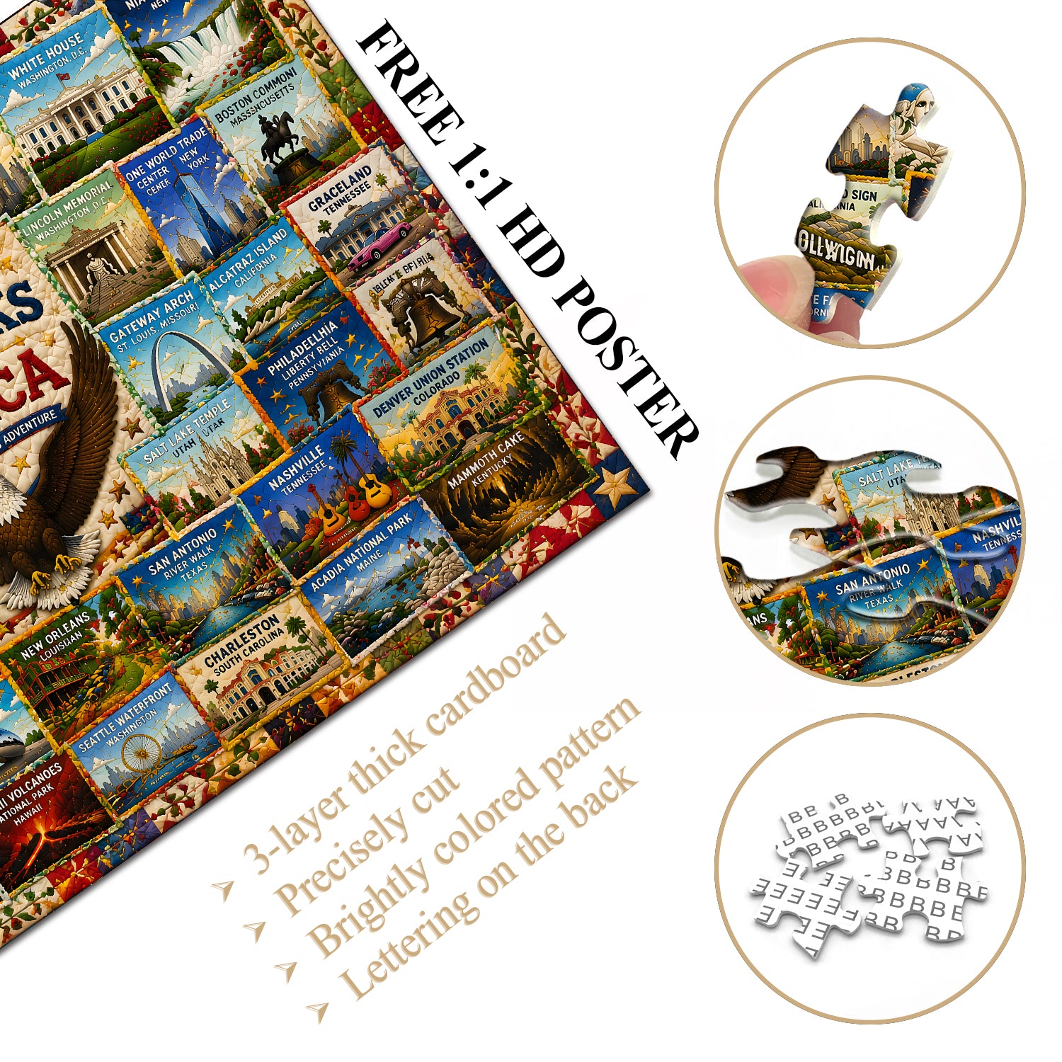 USA Iconic Sights Jigsaw Puzzle 1000 Pieces