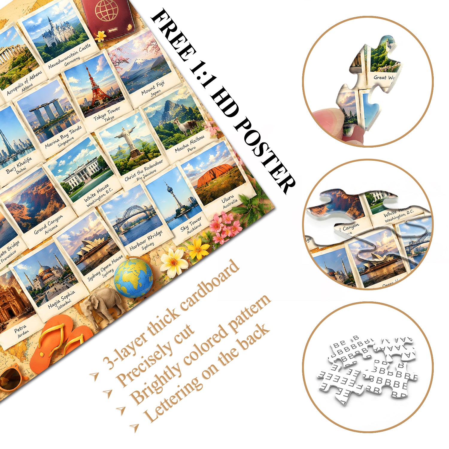 Puzzle „Sehenswürdigkeiten der Welt“ 1000 Teile