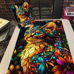 Mystische Blumenkatze Puzzle 1000 Stücke