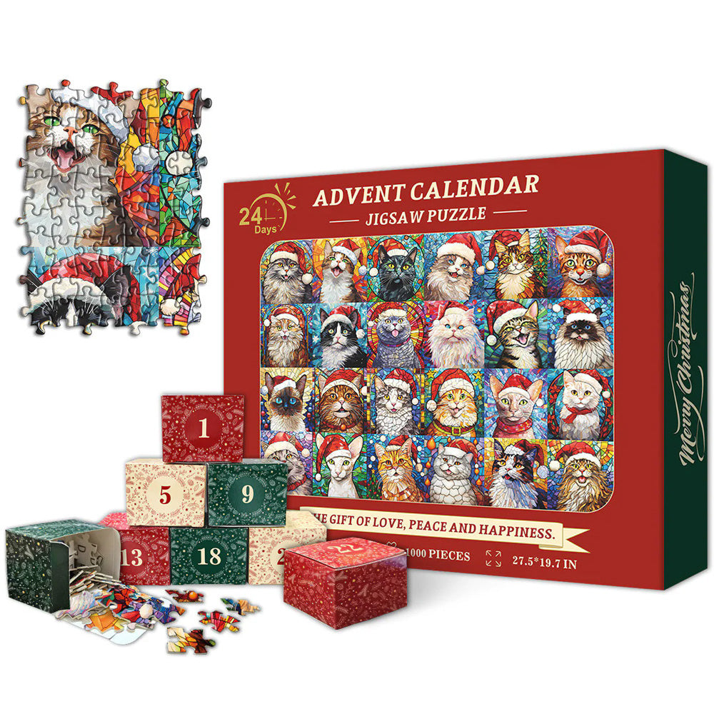 Frohe Weihnachten Katzen Adventskalender Puzzle 1000 Stücke