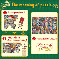Frohe Weihnachten Katzen Adventskalender Puzzle 1000 Stücke