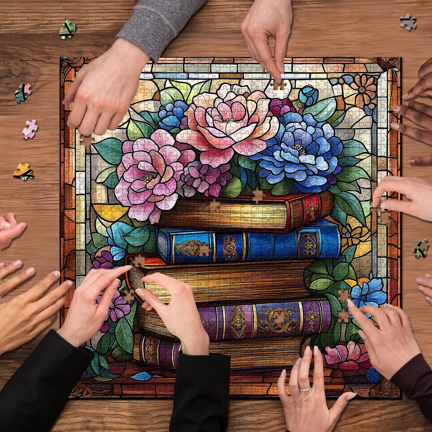 Seiten und Blumen Puzzle 1000 Stücke