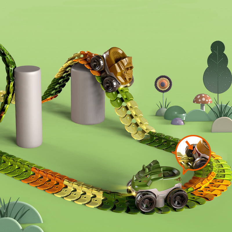 Dinosaur Changeable Track with LED Light-Up Race Car