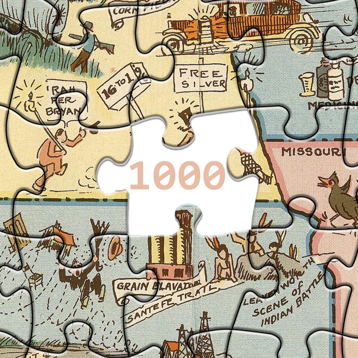 United States Vintage Map Jigsaw Puzzle 1000 bitar