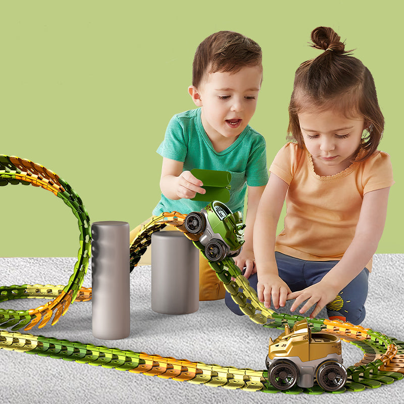 Dinosaur Changeable Track with LED Light-Up Race Car