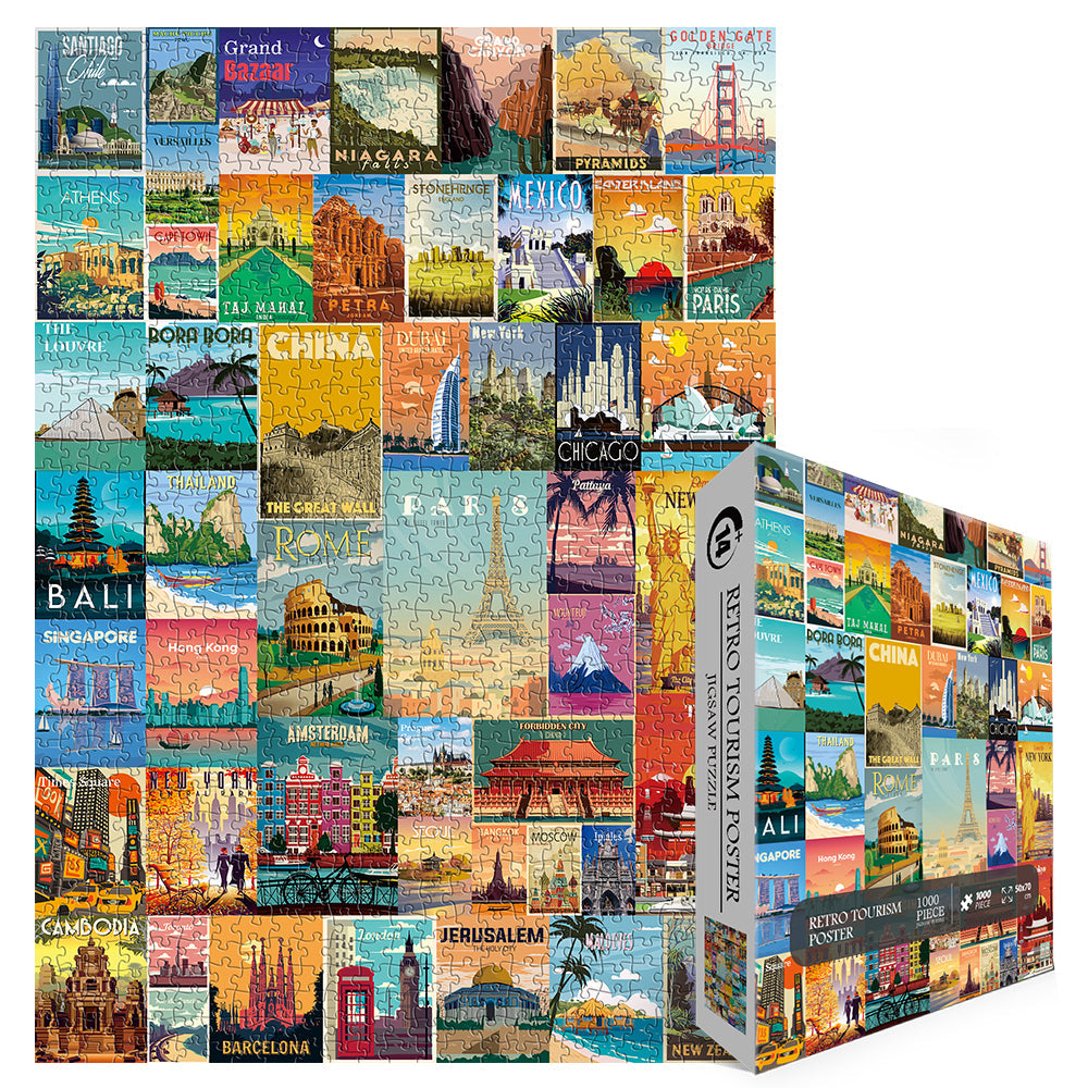 Vintage World Travel Poster Jigsaw Puzzle 1000 Pieces